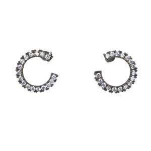 Crislu Sterling Silver Earrings 925 Hoop C USA Box  .7 in Pierced 4 g